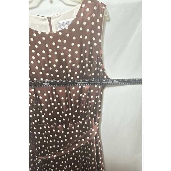 Jessica Howard Womens 24 Brown Polka Dot Maxi Dress with Belt - Picture 3 of 9